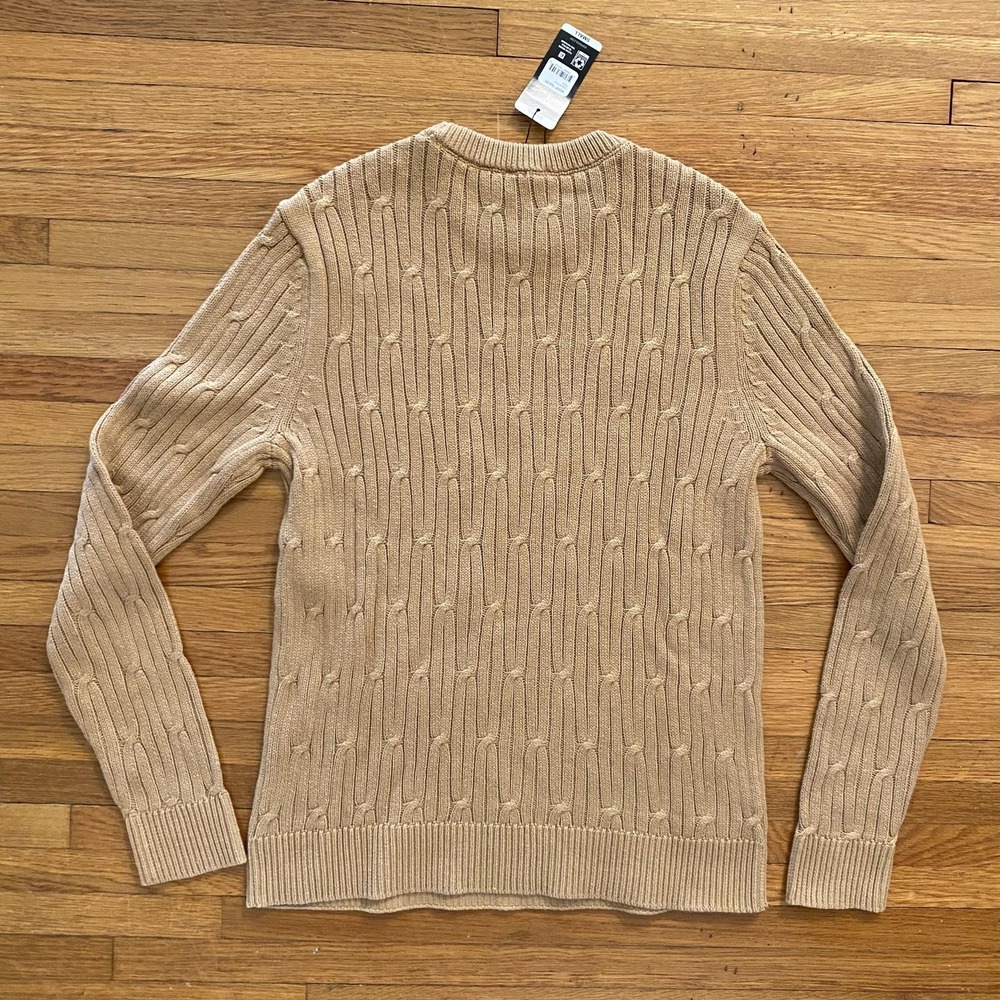 Express Cable Knit Sweater Mens Small Pecan Tan Crewneck Pullover NWT - Picture 10 of 11